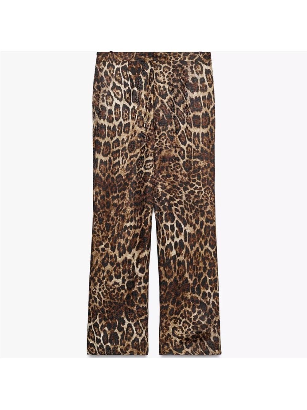 Zara Leopard Print Wide Leg Silk Trousers